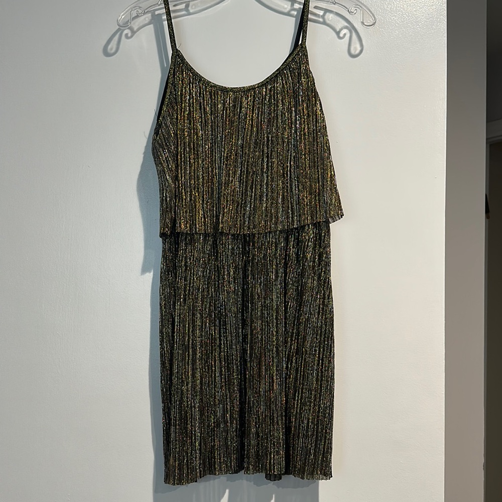 Black and gold mini dress